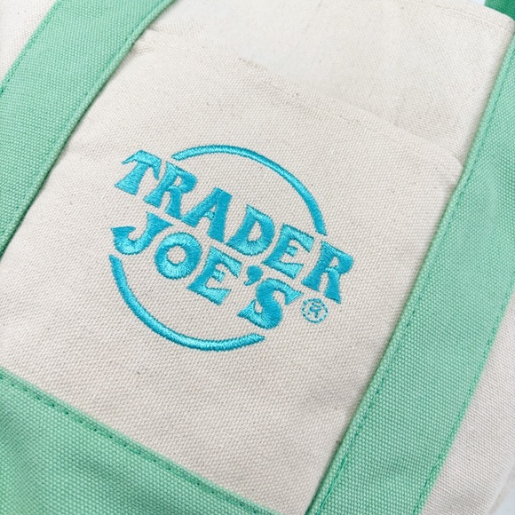 TRADER JOE'S | Green Pastel Mini Canvas Tote Bag - Picture 2 of 5